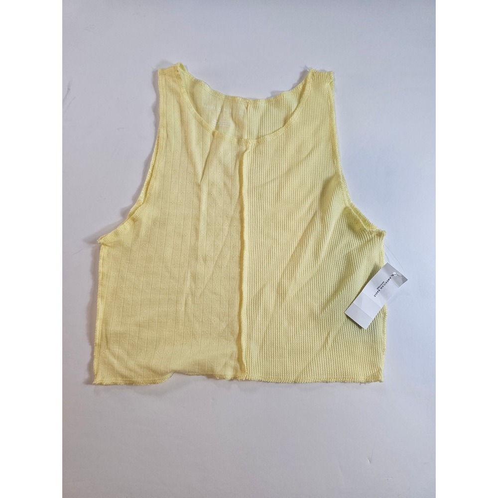 American Eagle‎ Crop Tank Top Womens Medium Yellow Mixed Knit NWT Sleeveless